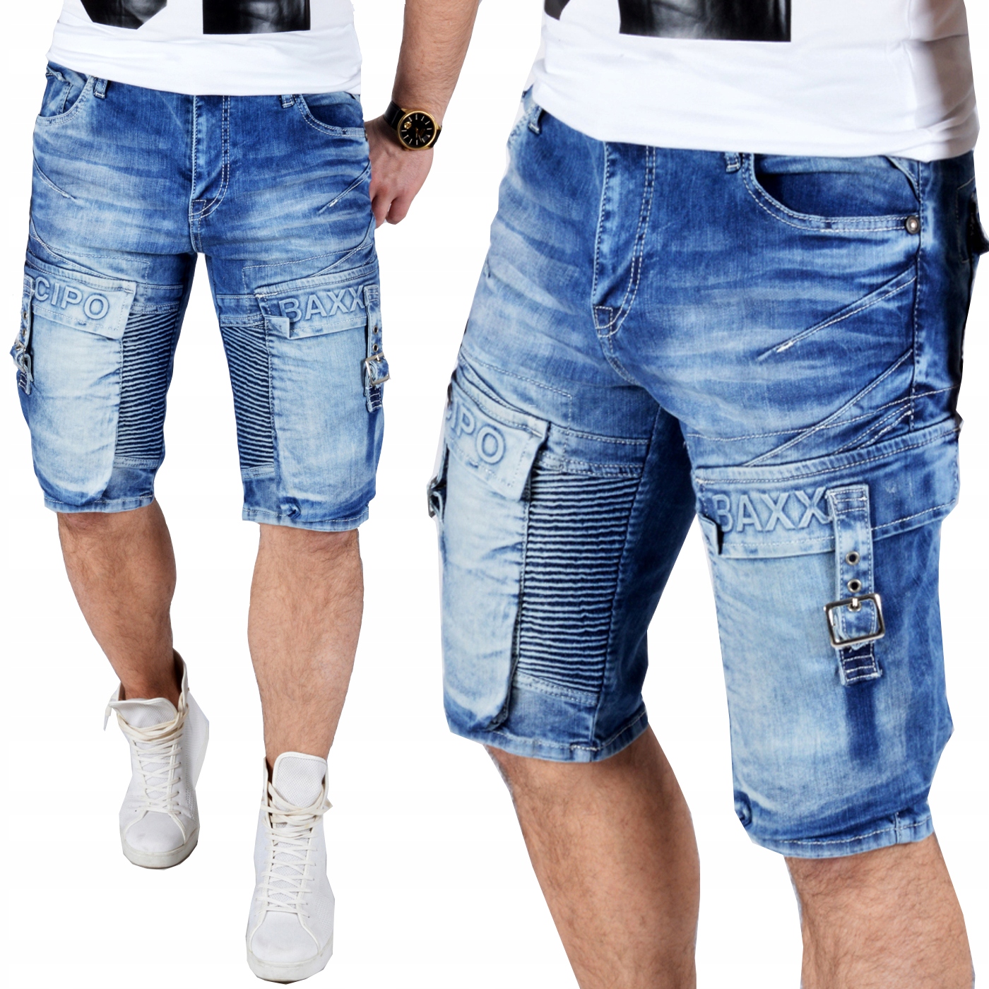 Kraťasy Cipo Baxx Džíny Kapsáče Přetíratelné