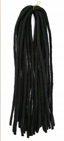 20 X Prodlužovací Nástavce Na Vlasy S Dvojitým Zakončením, Černé Dredy, 50 CM