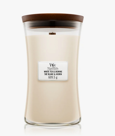 WoodWick Sójová vonná svíčka White Tea & Jasmine Velká 610 g