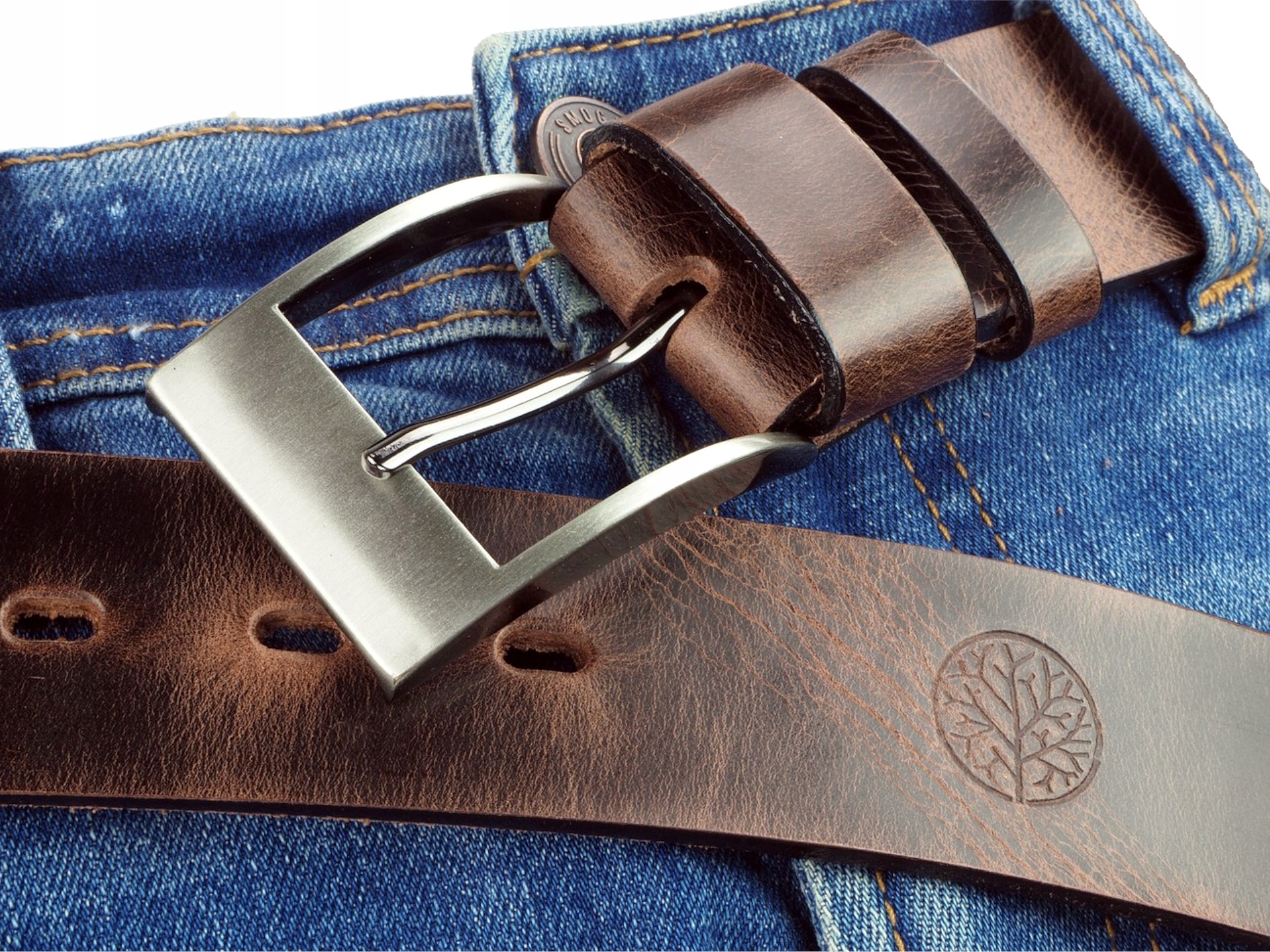 Betlewski Skórzany Pasek Męski Klasyk Szeroki Pudełko Prezentowe Brązowy