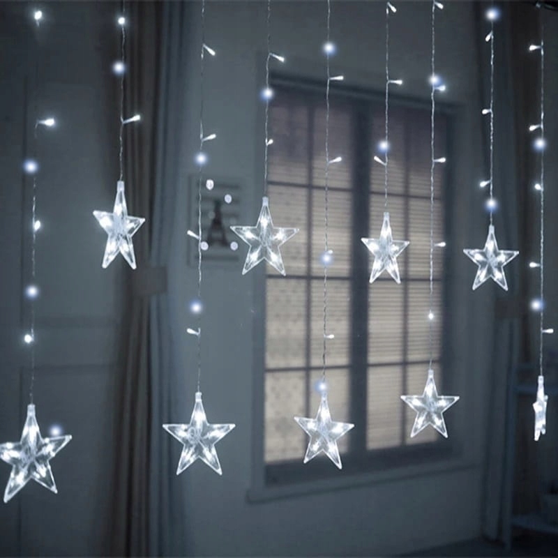 GIRLANDA LAMPKI KURTYNA ŚWIETLNA Z GWIAZDKAMI LED Marka bez marki
