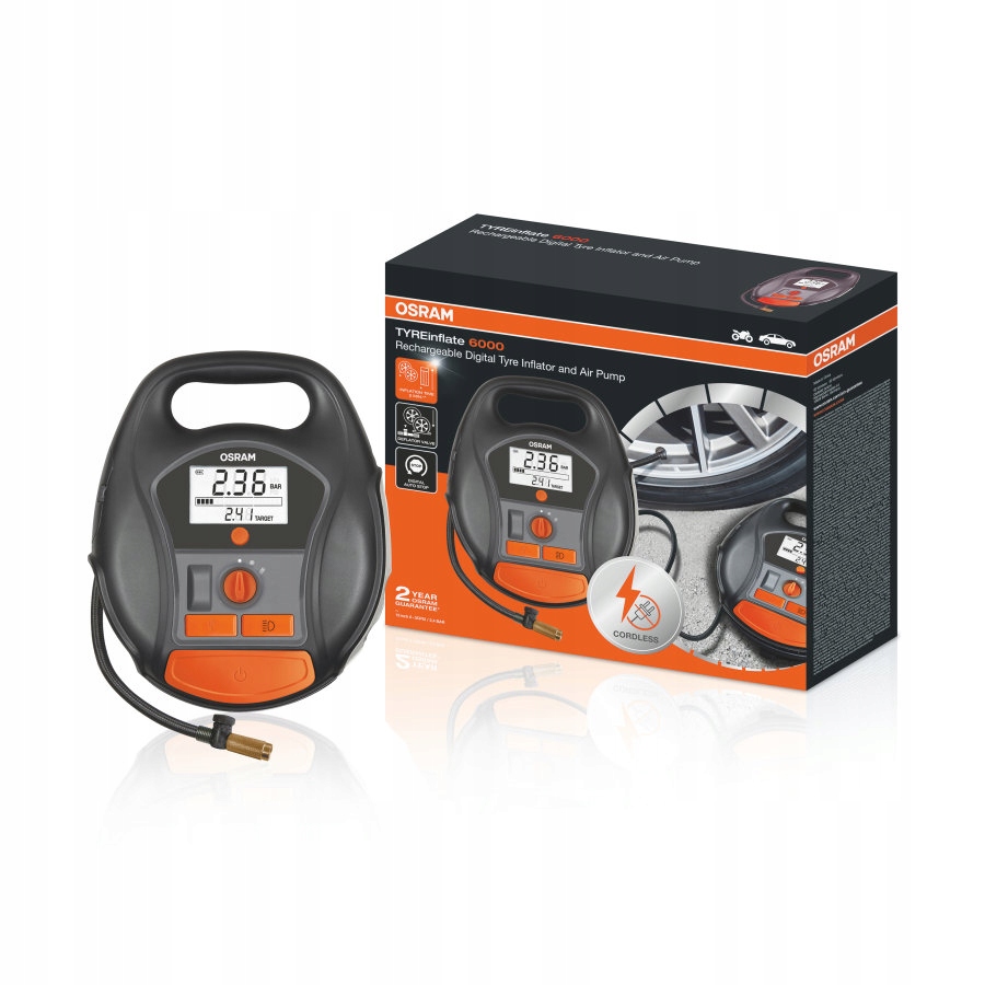 Osram TYREinflate 6000 Digitálny akumulátorový kompresor do auta pre pneumatiky