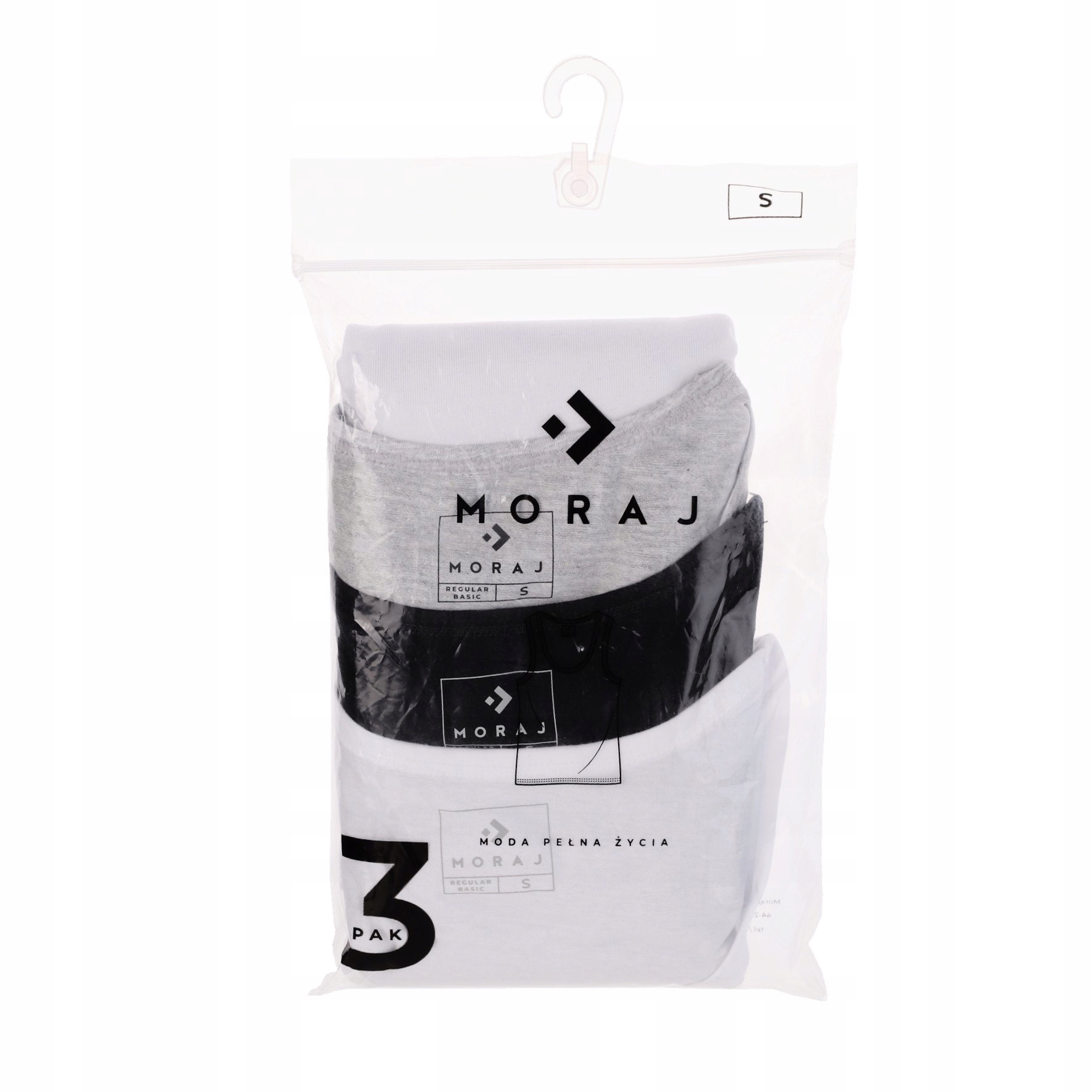 T-SHIRT KOSZULKA DAMSKA NA RAMIĄCZKACH 3-PAK SPORTOWA BAWEŁNIANA MORAJ M Dekolt okrągły