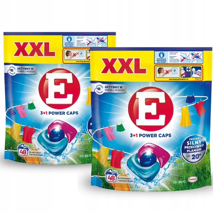 Levně E Power Caps Kapsle na praní barvy a tmavých tkanin XXL 48 pr x2