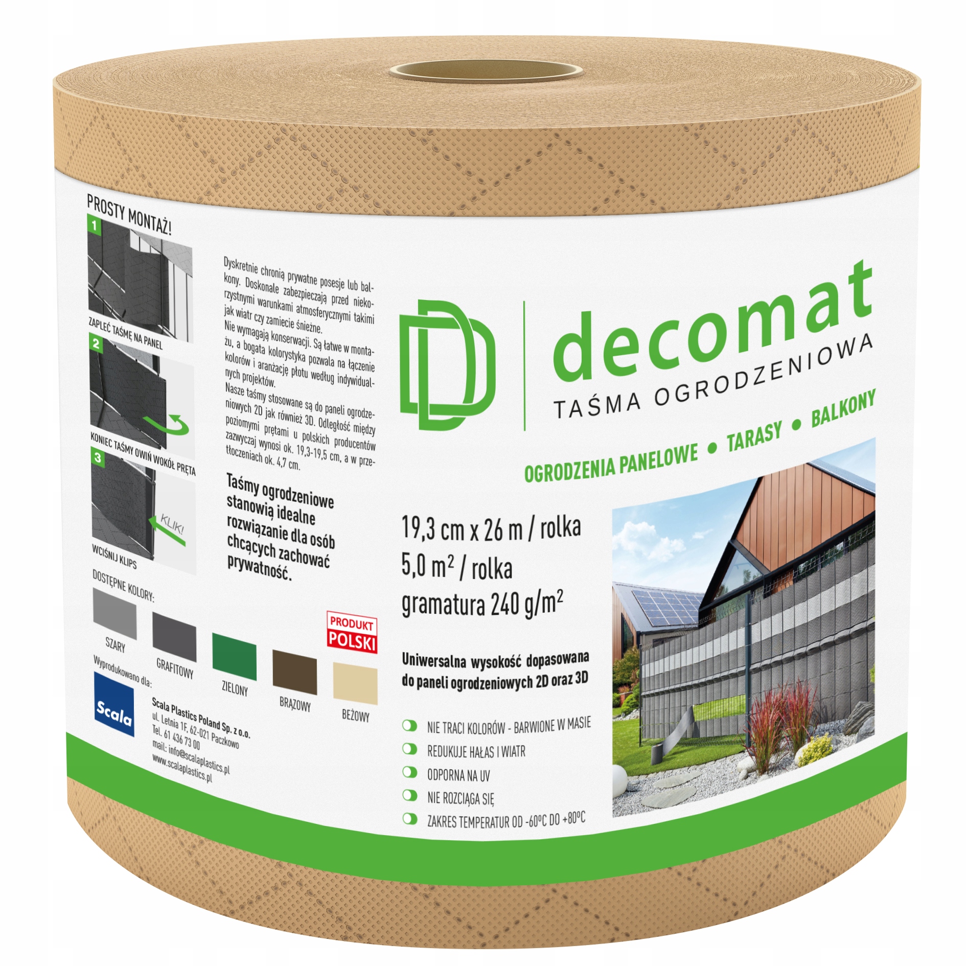 Decomat Taśma ogrodzeniowa 19,3cm x 26mb Beżowa