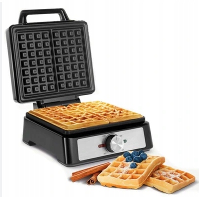 Mocna Gofrownica Hoffen 1600 W Czarna 2 Chrupiące Gofry Nieprzywierająca