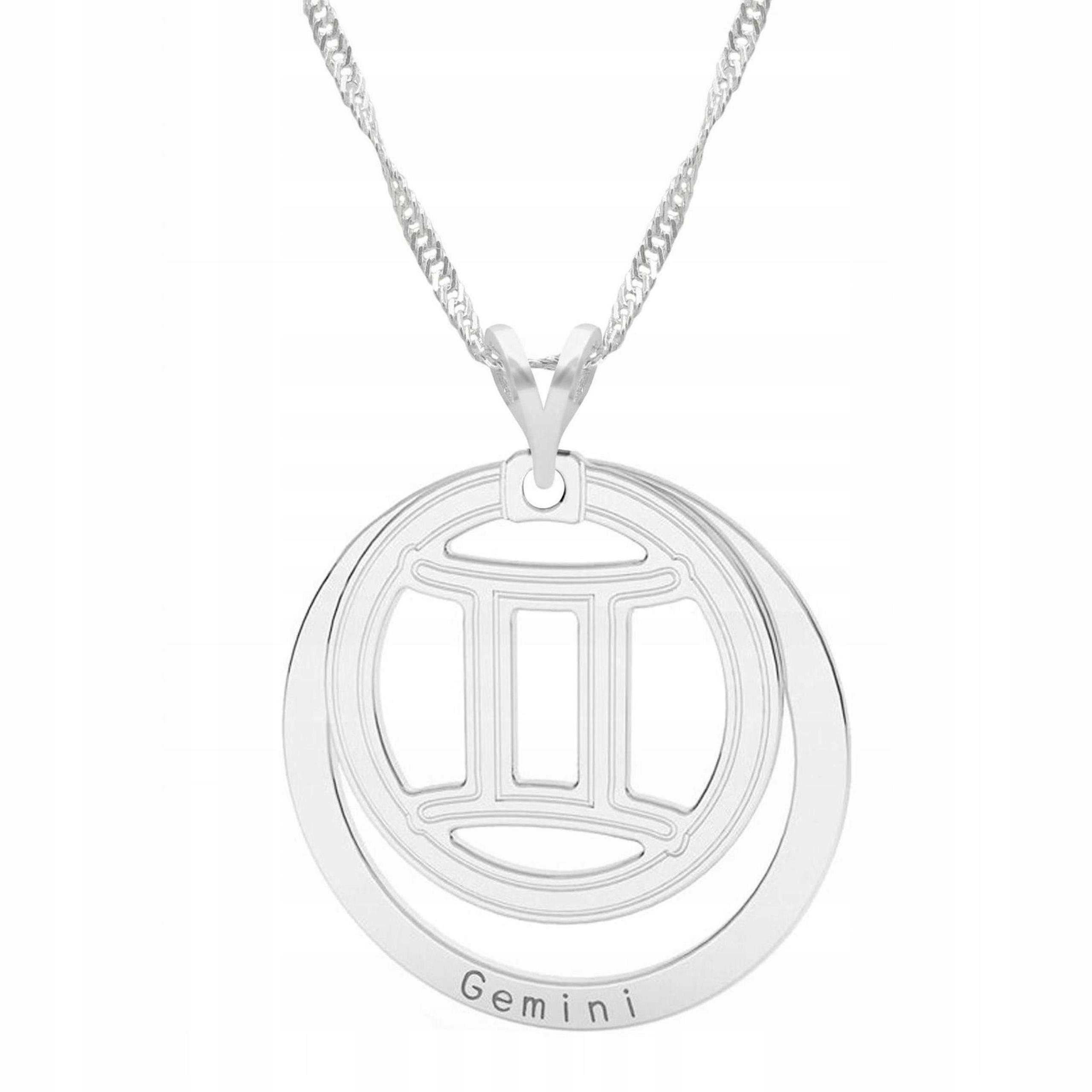 Stříbrný náhrdelník Zodiac Blíženci Hvězdy Horoskop Znamení Stříbro 925