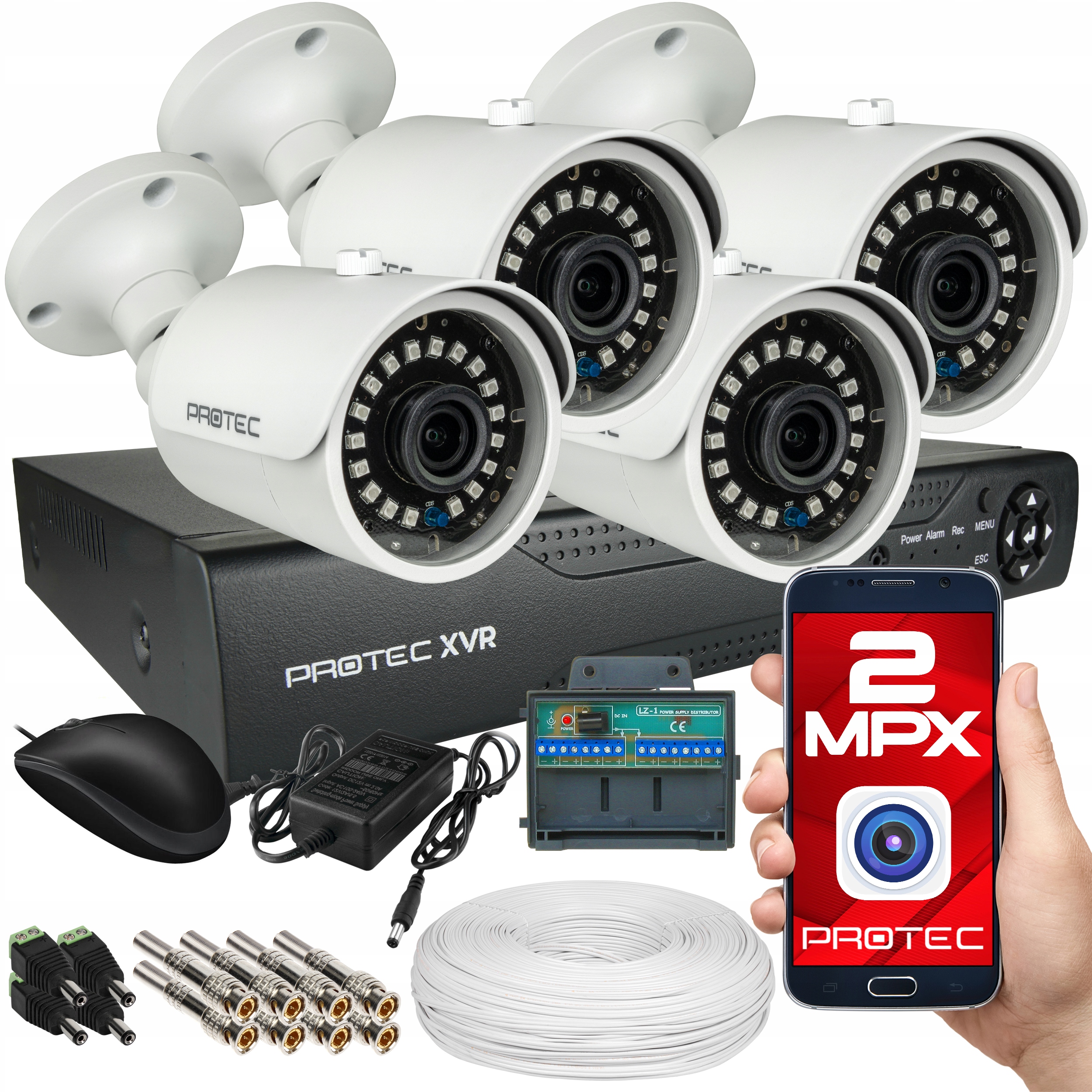 Monitorování Domu Firmy 4 Kamery Full Hd 1080P Externí Aplikace