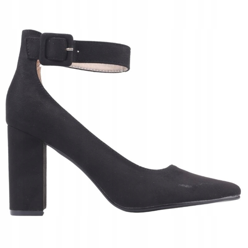 CZARNE CZÓŁENKA DAMSKIE ZAMSZOWE NA SŁUPKU 9 CM Rozmiar 38