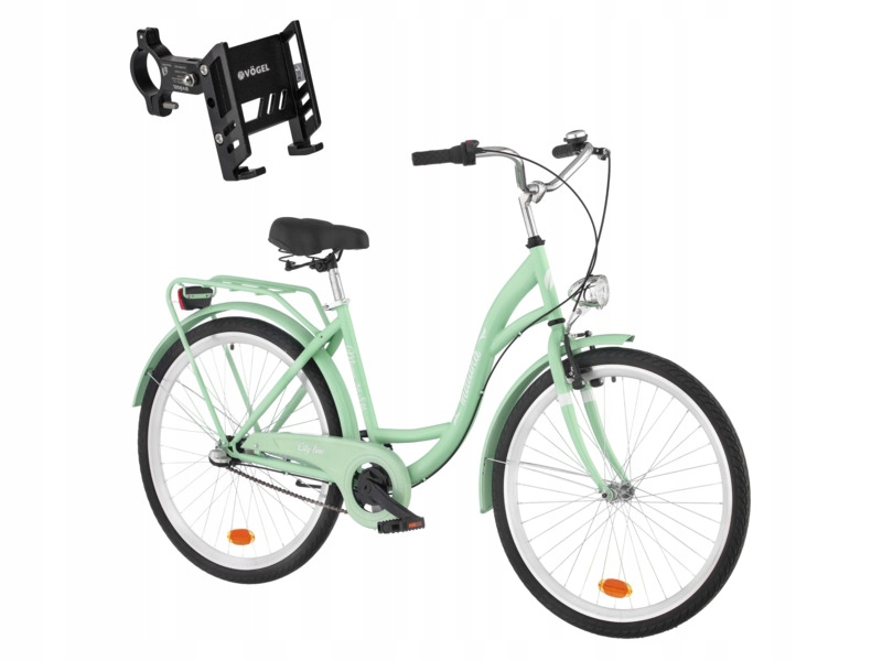 Rower miejski Indiana Moena S3B 26 cali damski Miętowy Uchwyt na telefon