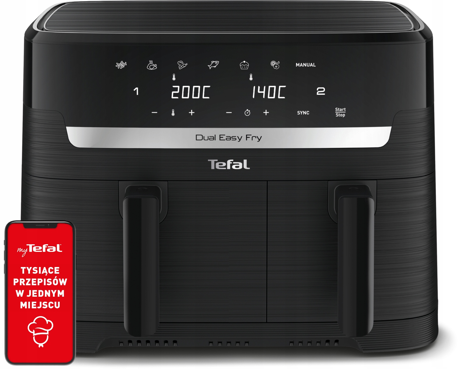 Frytkownica beztłuszczowa Tefal EY901N10 8.3l dwukomorowa Air Fryer