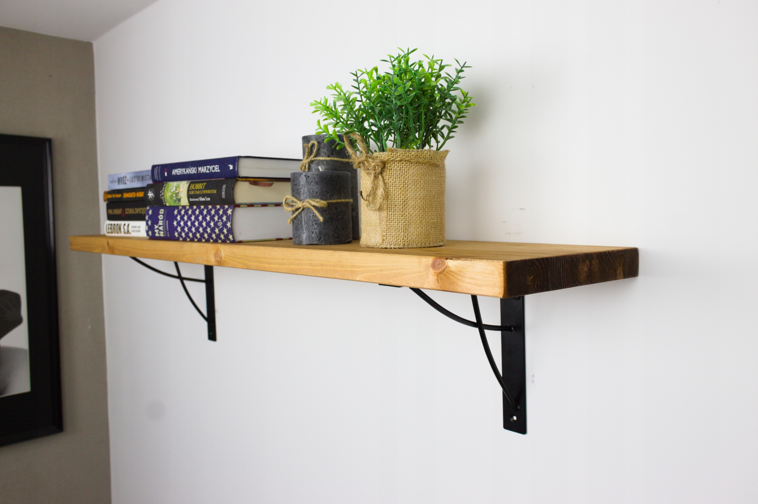 Závěsná nástěnná police Loft Rustikální dřevěná silná do obývacího pokoje 30 cm