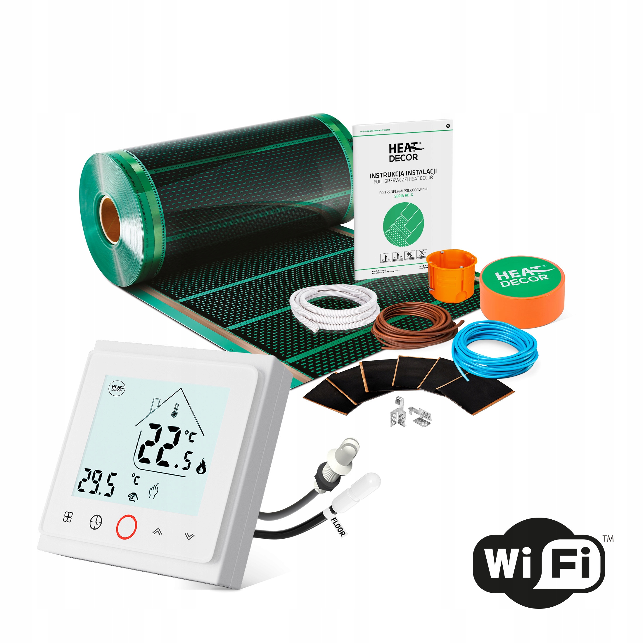 Folia grzewcza Hd-g 140 W/m² Zestaw 10 m² Termostat T500.WIFI.W