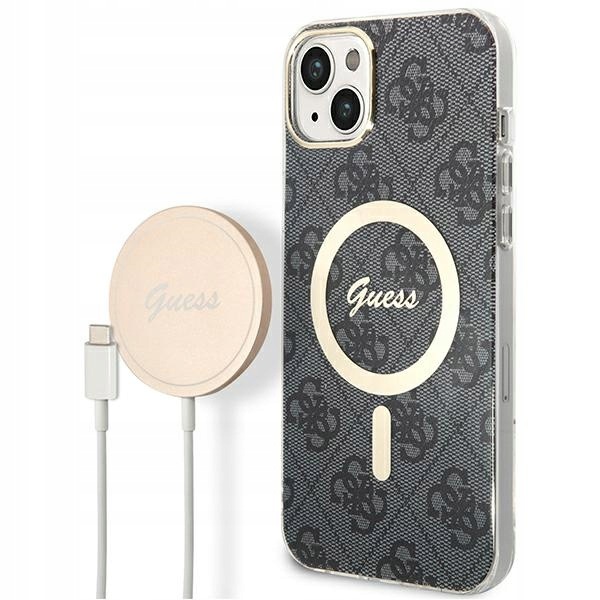 Guess Sada pouzdro nabíječka MagSafe iPhone 14 Plus 4G Print černá