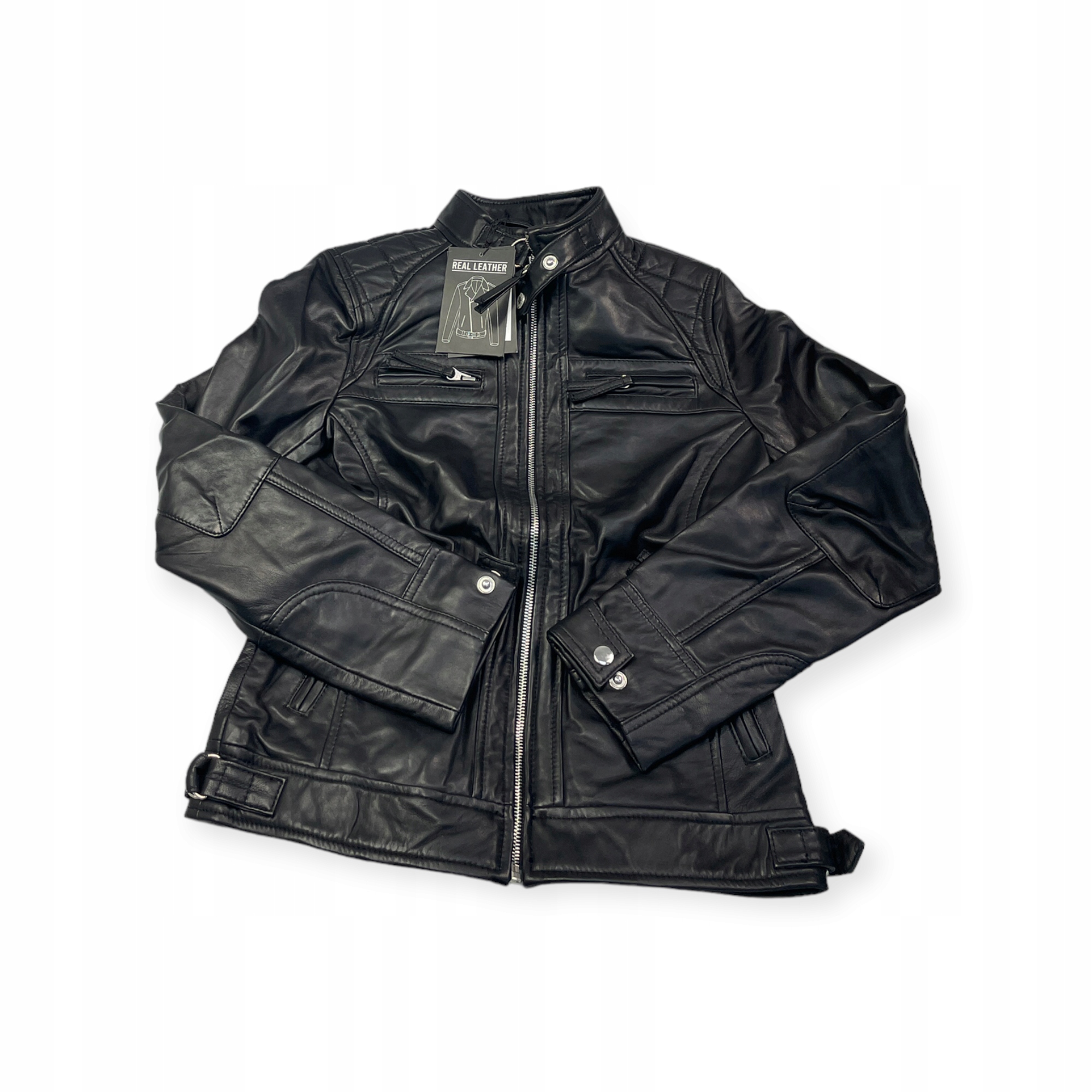 Dámská černá kožená bunda Real Leather Xs