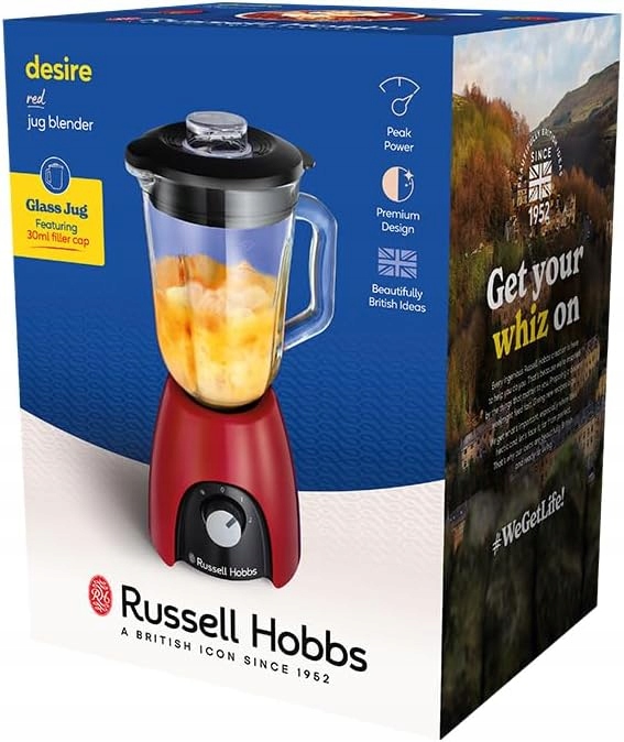 Mocný Červený Stojací Kalichový Mixér Russell Hobbs 650 W 850 W Desire