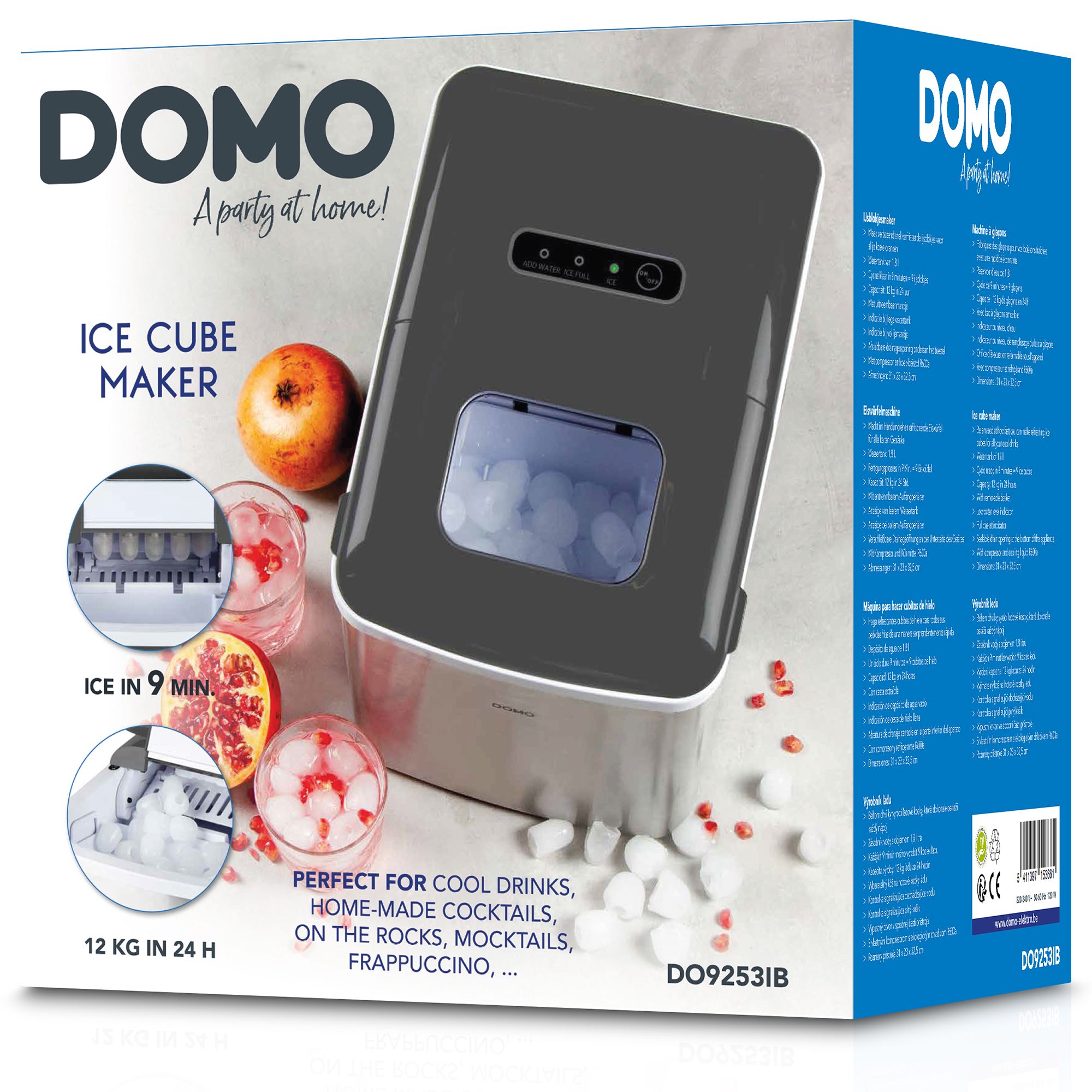 Domo DO9253IB výrobník ledu, domácí stroj na led, rychlý výrobník ledu 12 kg