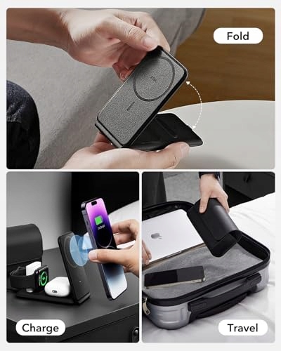 ESR Stacja Ładowania 3w1 Dla iPhone Apple Watch AirPods Składana Czarna — miniatura 2