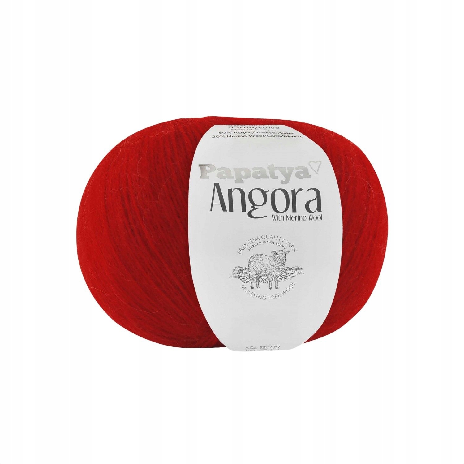 Włóczka Papatya Angora Monocolor nr 3080 Czerwień Flamenco 100g Merino