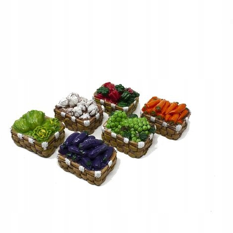 6 krabiček s ovocem a zeleninou pro zdobení Betlémů – 4 x 3 cm – výška 2,5 cm