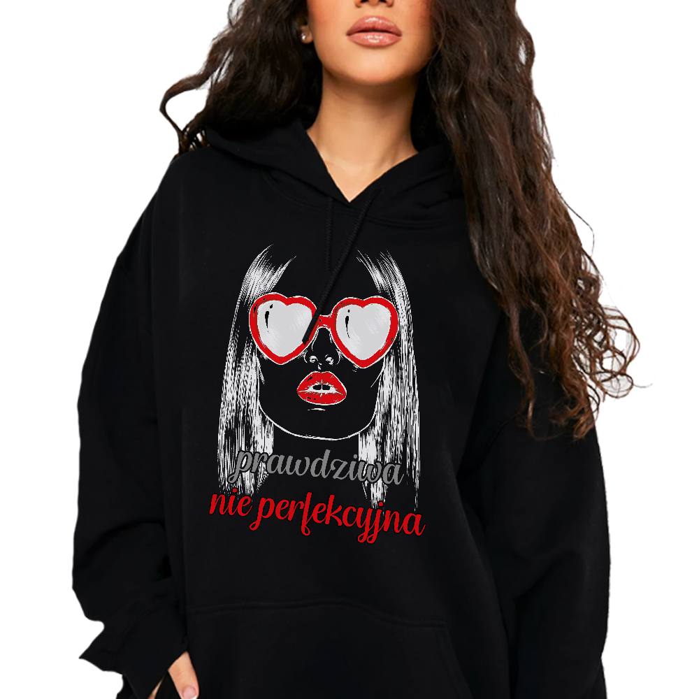 Mikina S Kapucí Hoodie Top Skutečná Neperfektní Ženská Motivace XXL