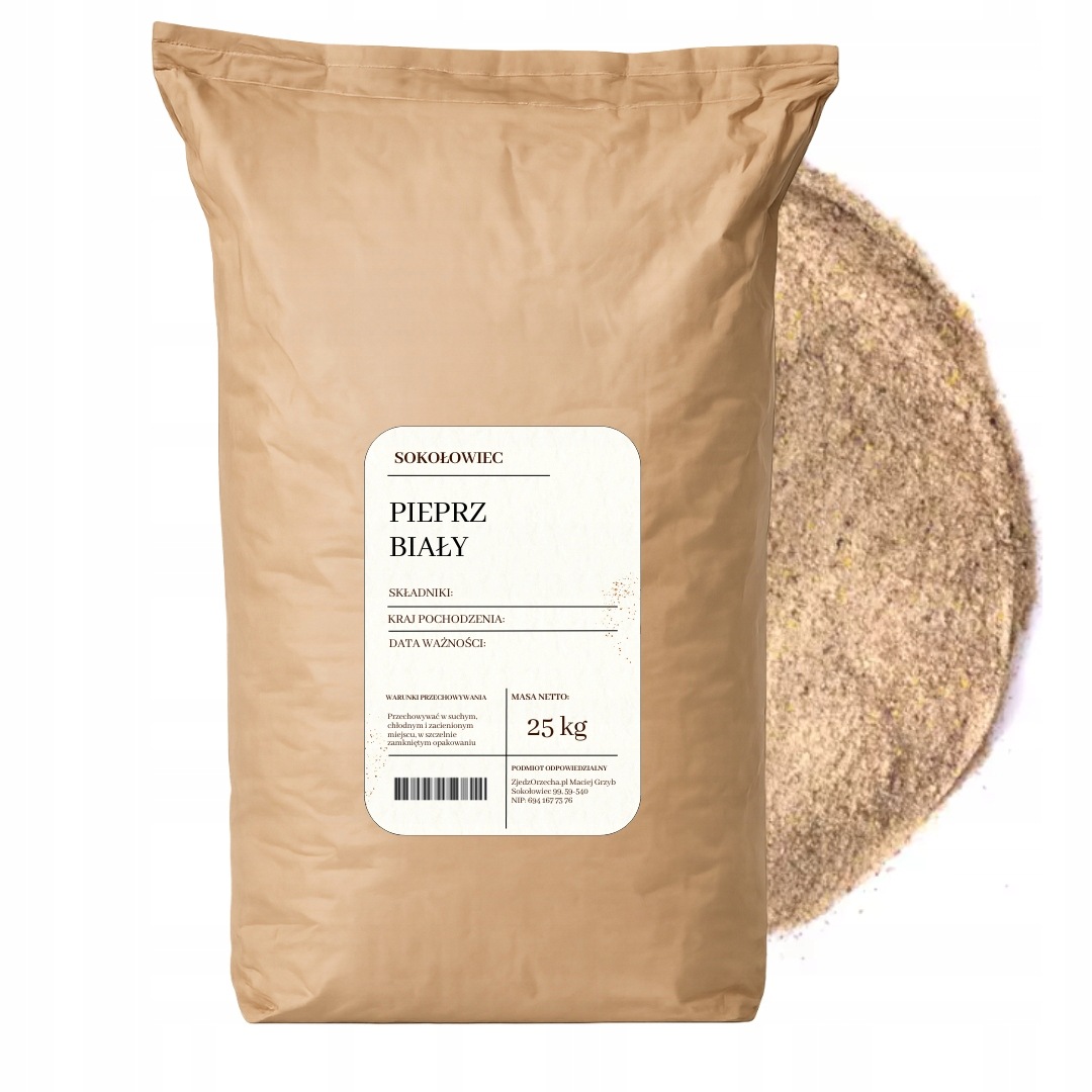 Pepř bílý mletý 25 kg Koření pro gastronomii