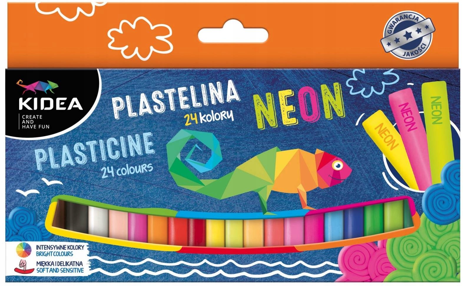 

Kidea Plastelina Szkolna Neonowa 24 Żywe