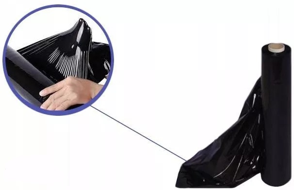 FOLIA STRETCH CZARNA 1,5KG STRECZ DUŻO FOLII Marka inny