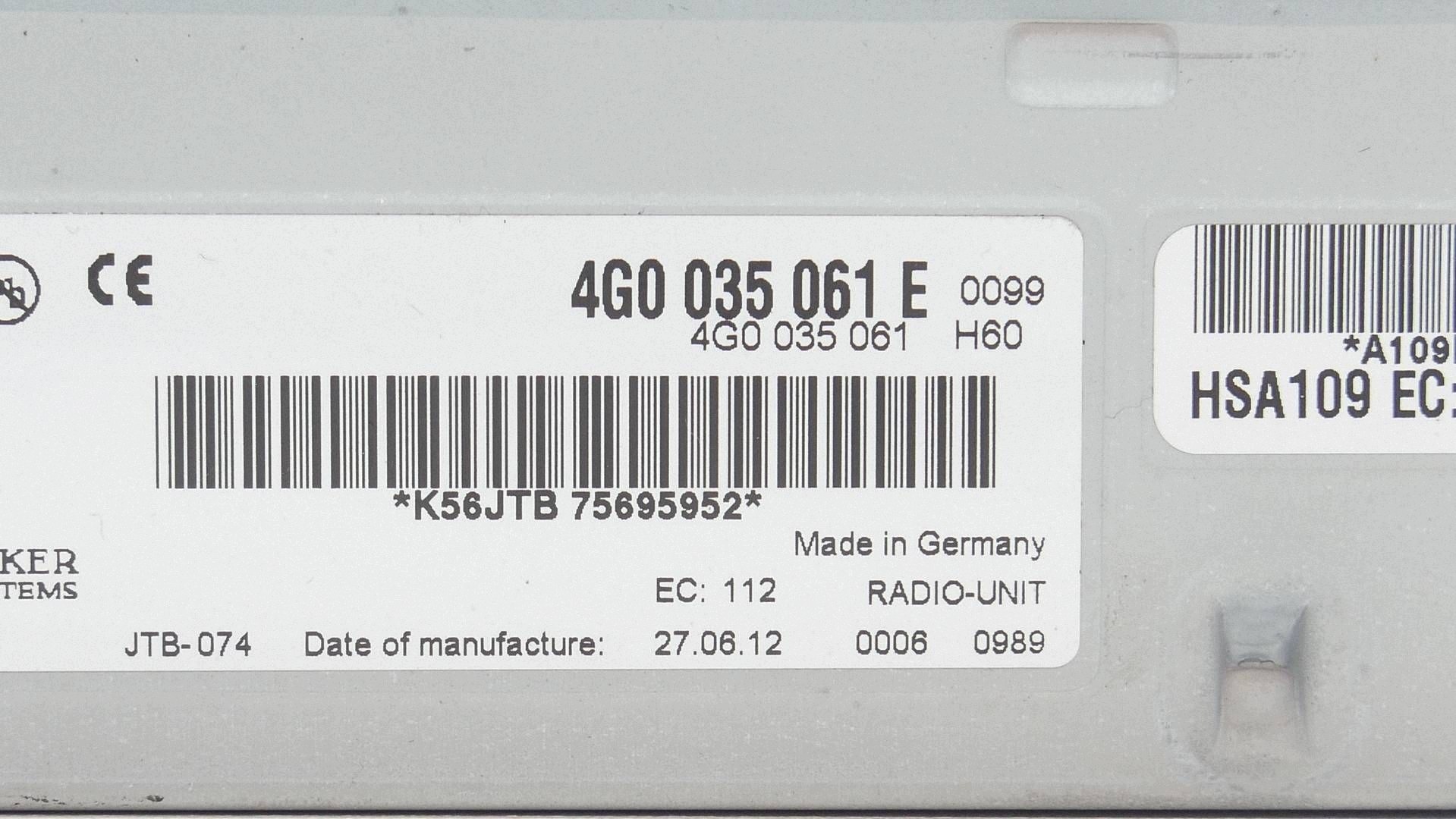 Modulo autoradio TUNER RADIA AUDI A4 B8 A5 8T A6 C7 Q5 4G0035061E
