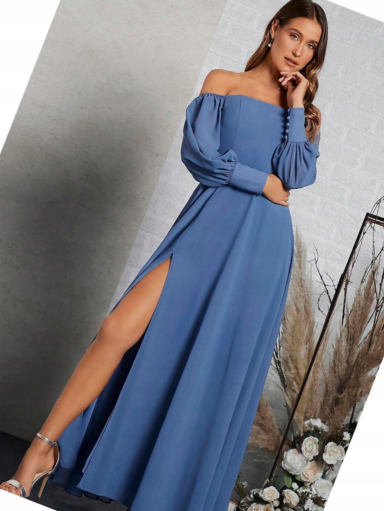 Šaty Šifonové s odhalenými rameny, rozšířené, koktejlové, Xs