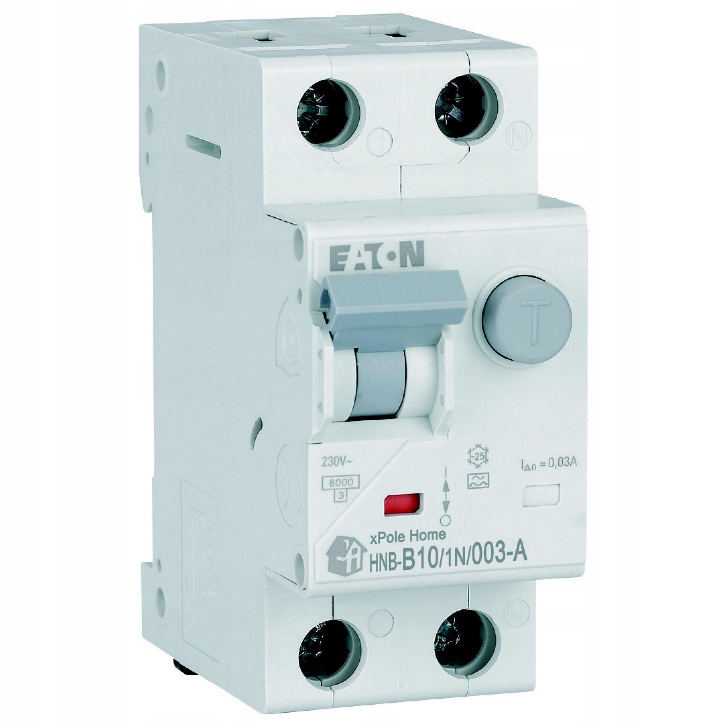 Diferenciálny Vypínač 2P B 10A 30mA Typ-a Eaton HNB-B10-1N-003-A 1