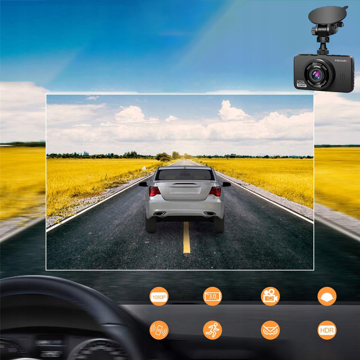 Wideorejestrator Feegar Kamera Samochodowa + 128GB Model Patrol