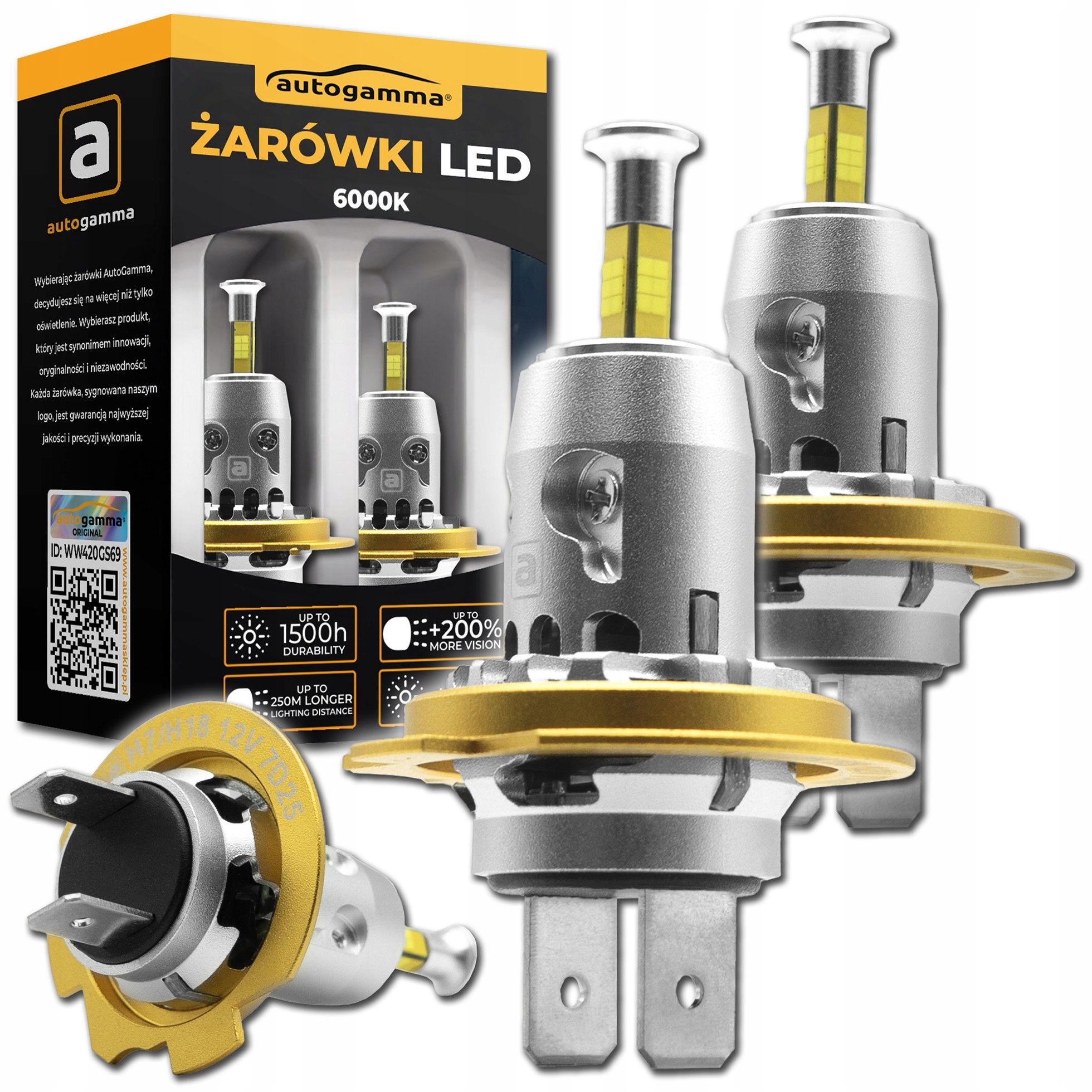 Żarówki Samochodowe Led H7 80W 35000 LM 6500K 360 stopni Slim 1:1 +2000%
