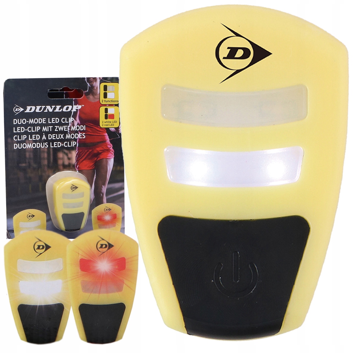 Lampka Led do biegania ostrzegawcza Świecący klips Dunlop 2 2 tryby