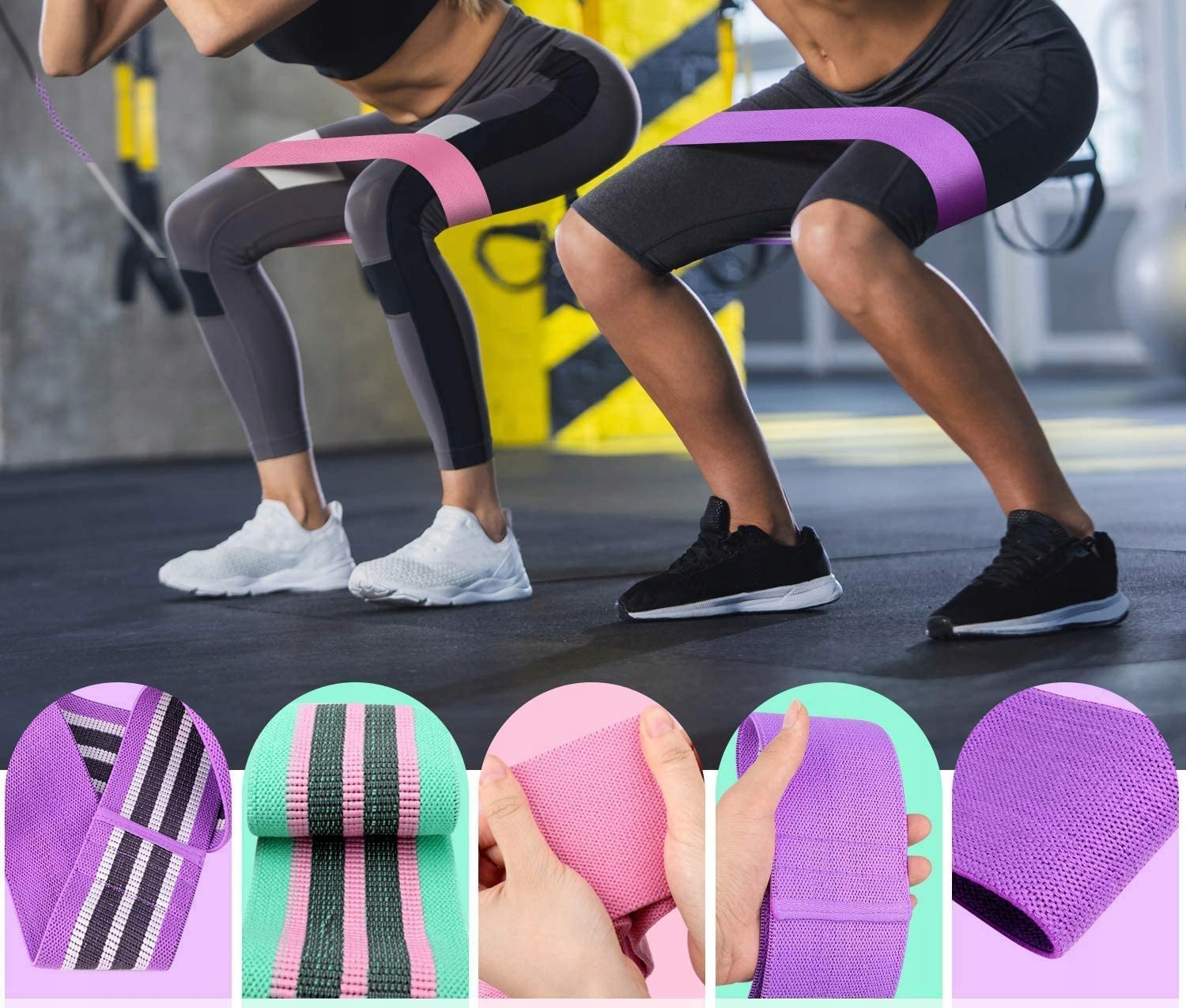 ZESTAW 3 GUMY TAŚMY MATERIAŁOWE OPOROWE DO ĆWICZEŃ Długość 76 cm