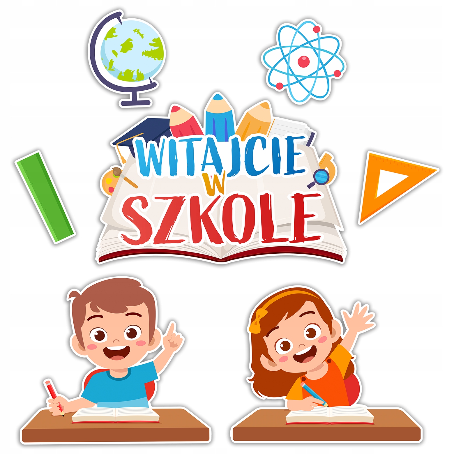 DEKORACJA SZKOLNA DUŻA (XXL) - WITAJCIE W SZKOLE (9 elementów) - LearnHow