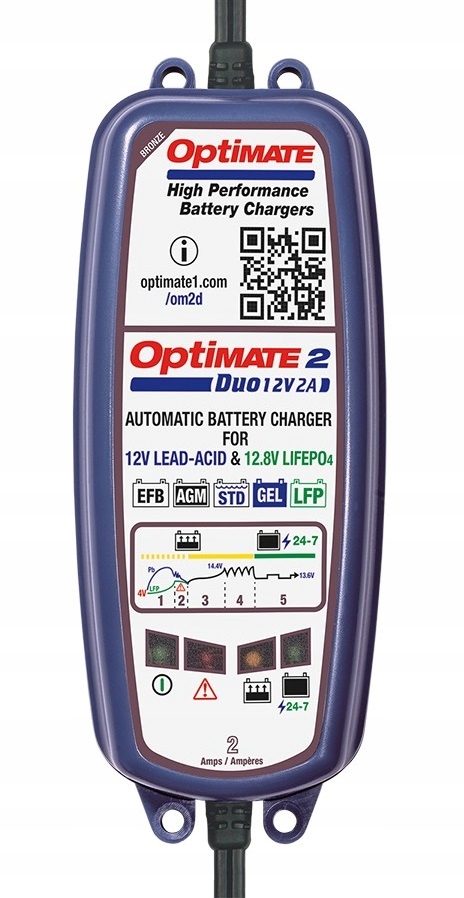 Ładowarka OPTIMATE 2 DUO 12V 2A motocyklowa prostownik akumulatora żelowego Marka Inna