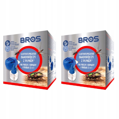 ELEKTRO FUMIGATOR URZĄDZENIE + PŁYN NA MUCHY KOMARY MRÓWKI BROS x 2szt