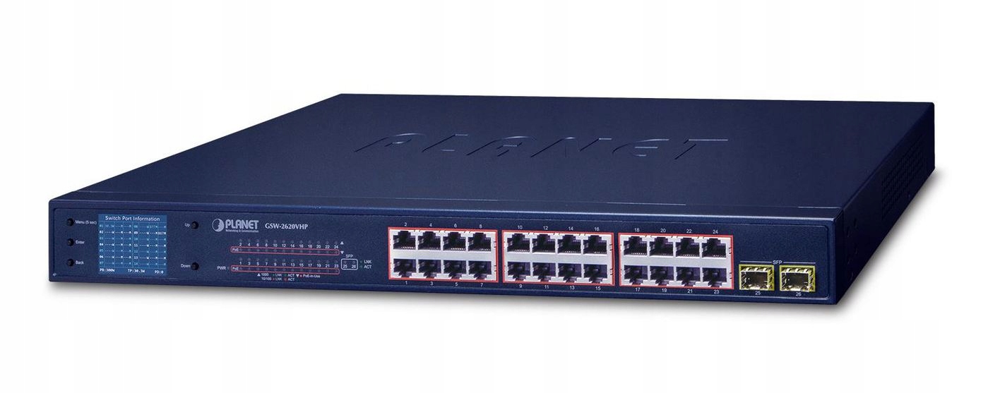 Switch Planet GSW-2620VHP 24-PORT Poe 1GB BASE-T+2PORT Gigabit Sfp