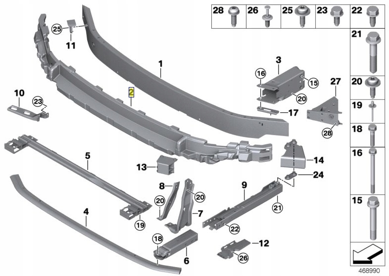MINI absorber zderzaka przedniego F55 F56 F57 Numer katalogowy części 51647301589