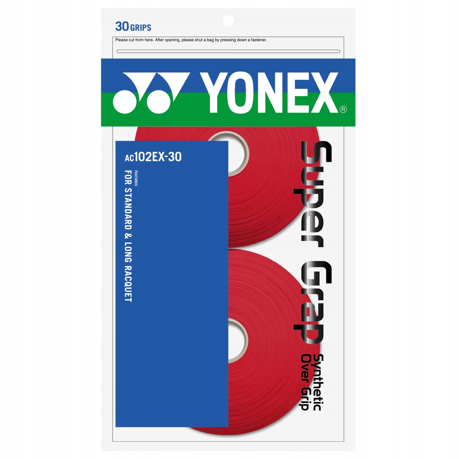 Owijka do badmintona i tenisa Yonex AC102-30EX Grap 30 szt. Czerwona