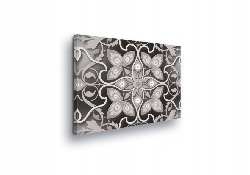 Obraz 80x60 Ornament vzor symetrie květiny rostliny černobílá šedá