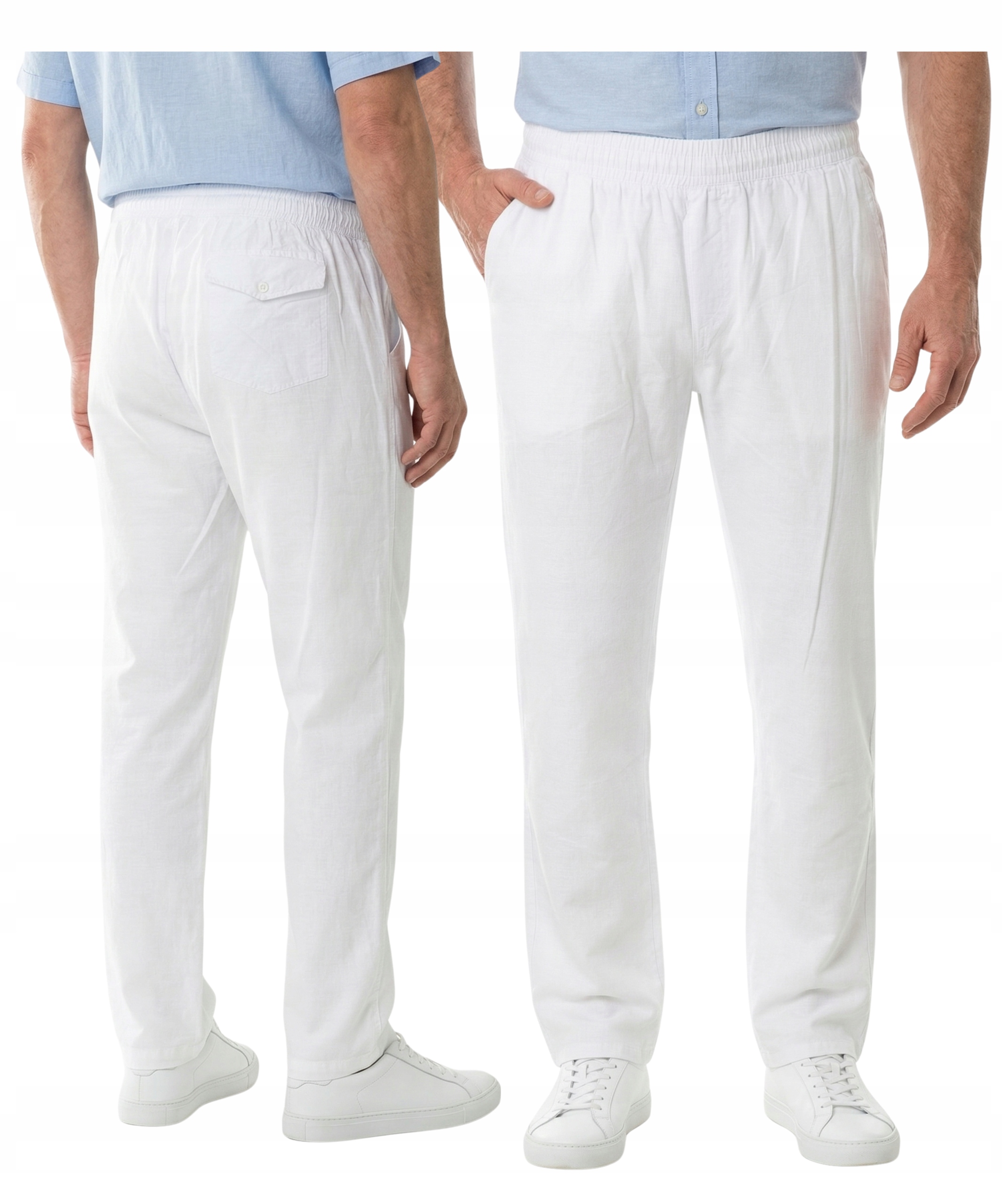 Spodnie męskie Materiałowe Bawełniane białe Casual Lato Rozmiar XL