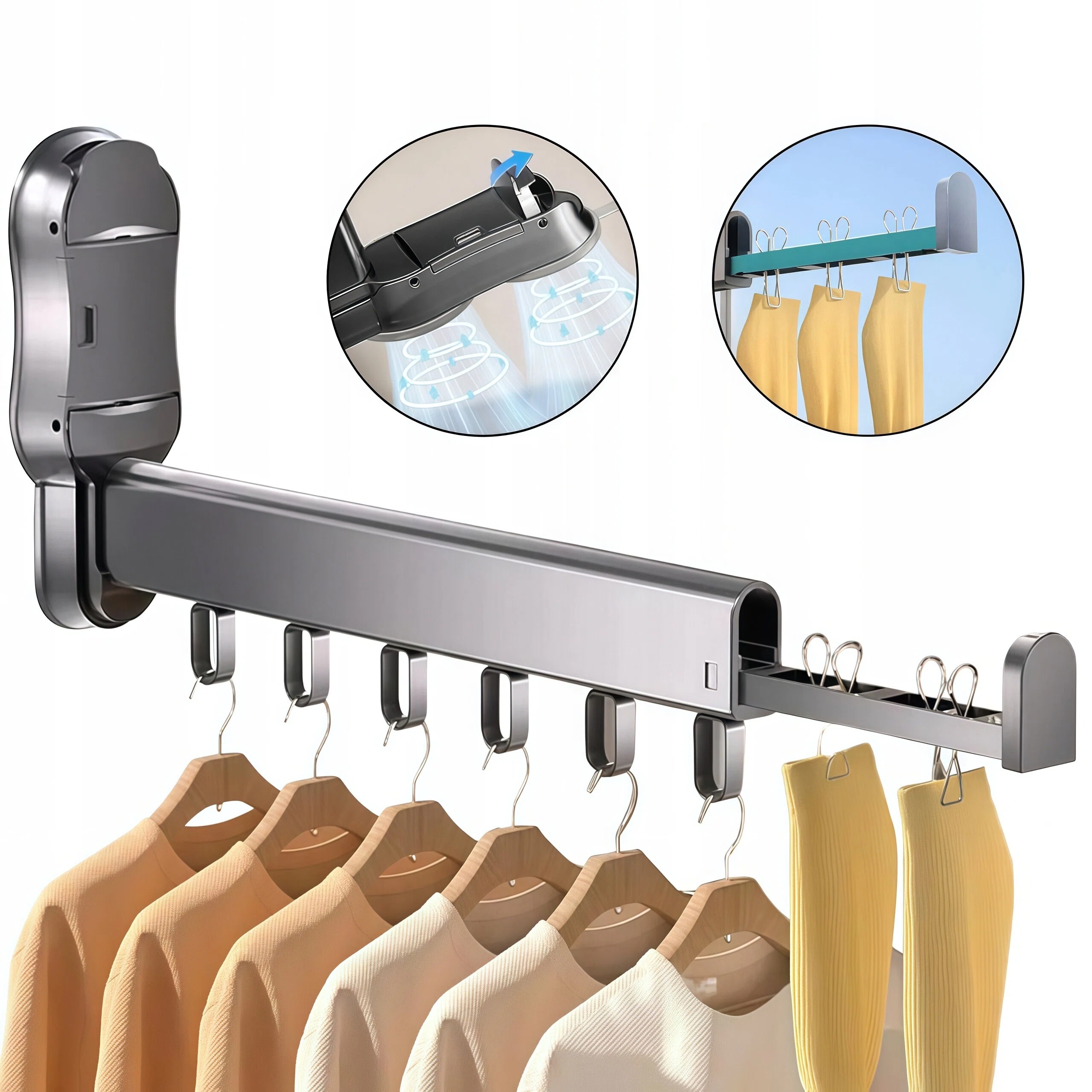 Levně Sušák S Přísavkami Bez Vrtání, Skládací, Hliníková, Pro Pronajímatel