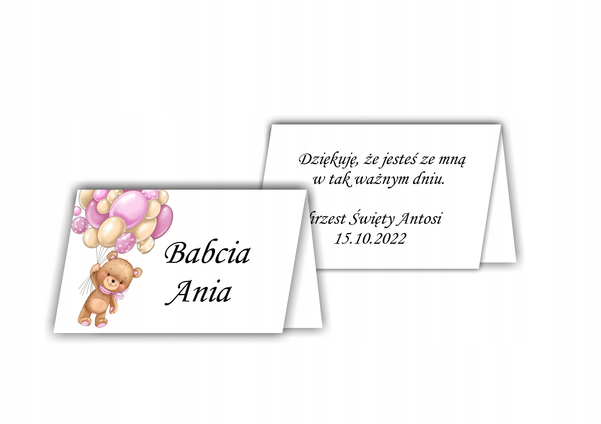 Winietki dwustronne na CHRZEST ŚWIĘTY + miś Wysokość produktu 5 cm