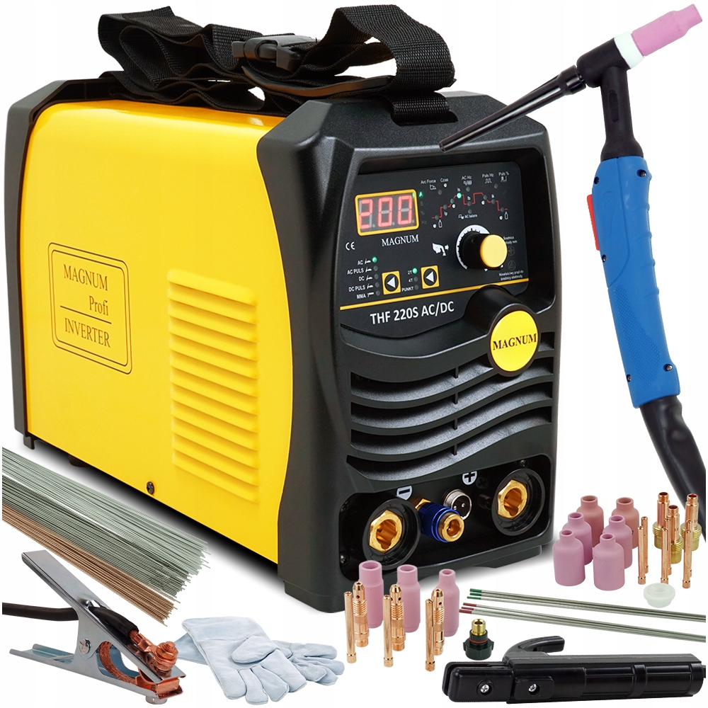 Spawarka TIG DO ALUMINIUM z Pulsem 200A AC/DC MMA HF inwertorowa 230 MAGNUM