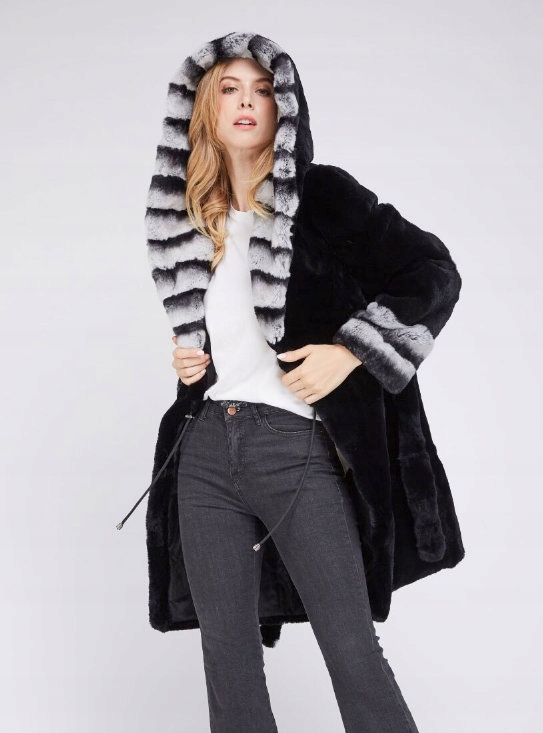 Płaszcz Futro naturalne Królik Rex Chinchilla 46 Rodzaj naturalne