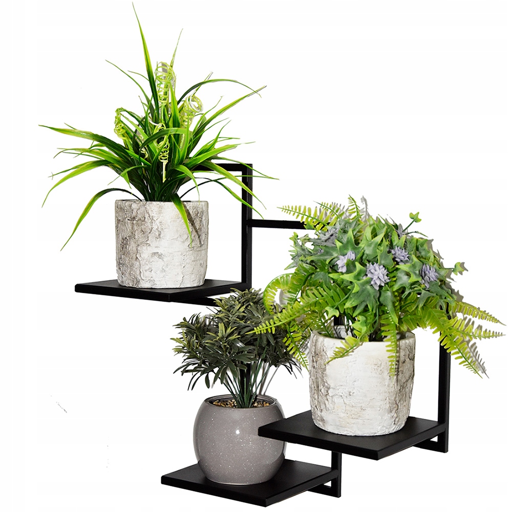 Držák Na Květináč na zeď, závěsná police na 3 květiny, univerzální nástěnná polička