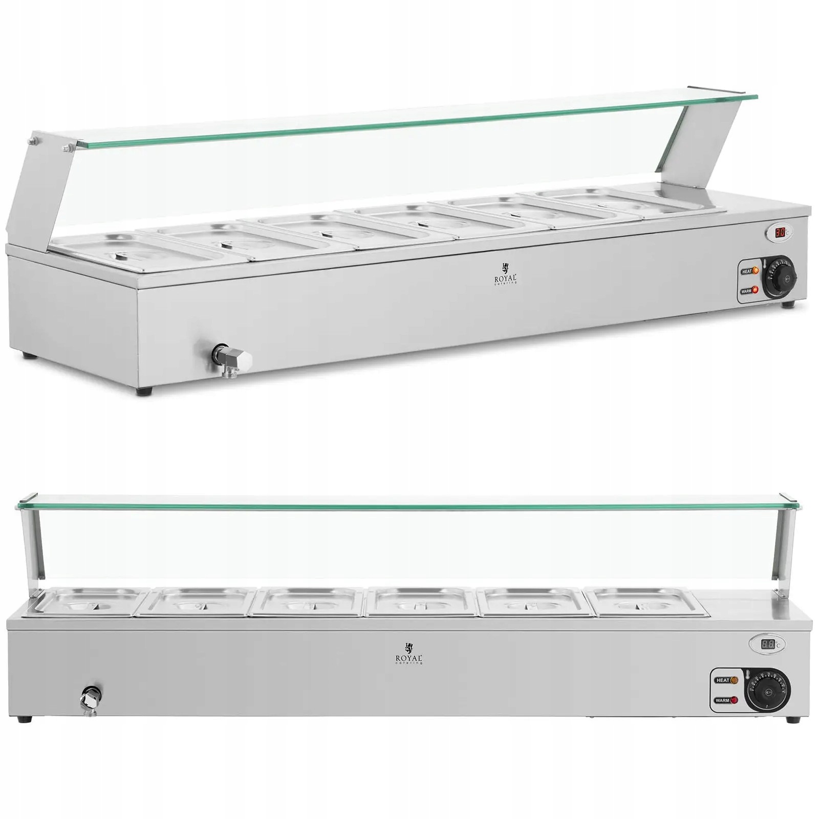 Bemar ohřívač jídel bufetový ohřívač s krytem 6 x Gn 1/3 2100 W