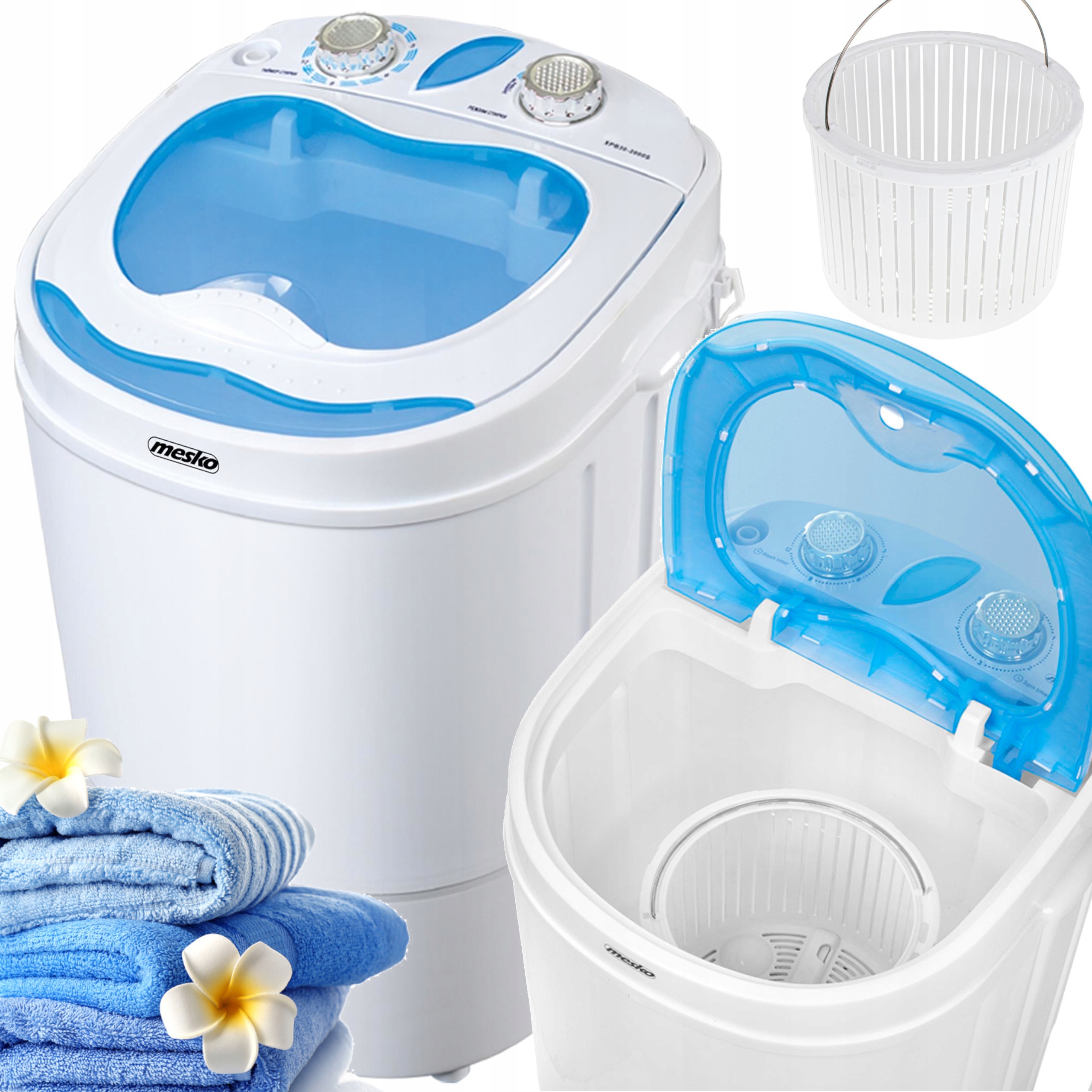 Turistická práčka s mini odstredivkou, malá, prenosná, do 3 kg, 580 W